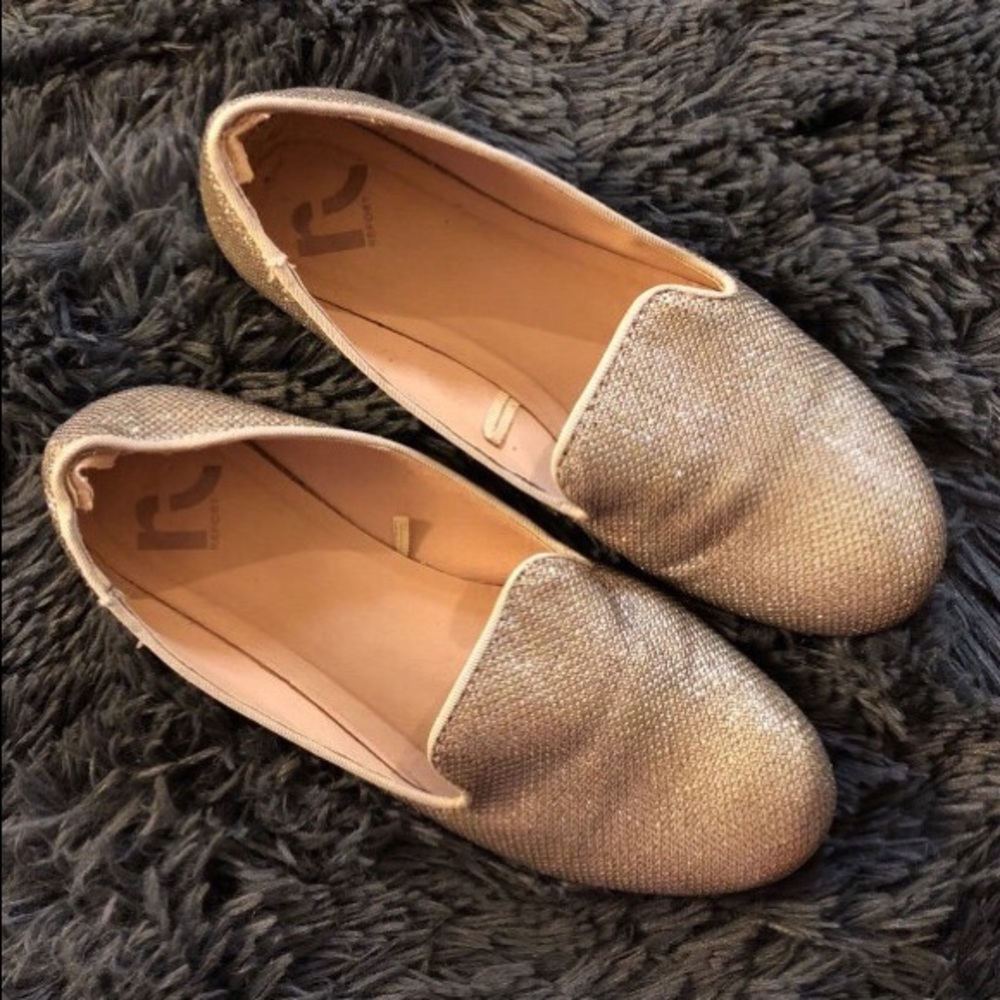 Gold Shimmer Loafers Flats by Report